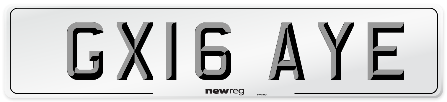 GX16 AYE Number Plate from New Reg